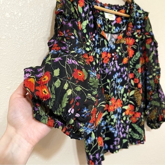 Maeve by Anthropologie Floral Print 3/4 Sleeve Top Size Small Women - Picture 5 of 10